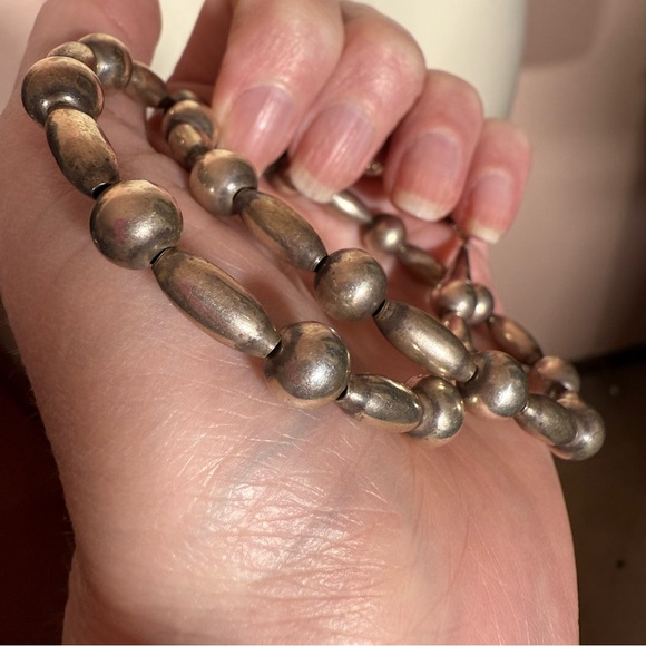 Vintage Rising Sun Navajo Sterling Silver Pearls Southwestern Choker Necklace - Picture 10 of 17